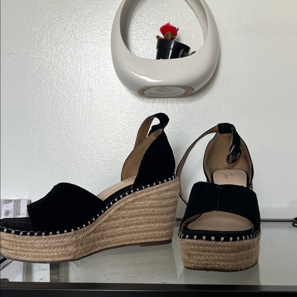 Black Espadrille Wedge Sandals